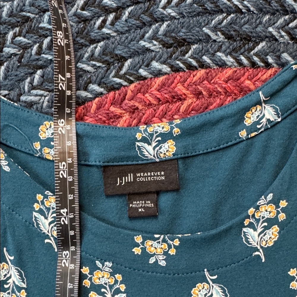 J. Jill Teal Floral Sleeveless Swing Tank